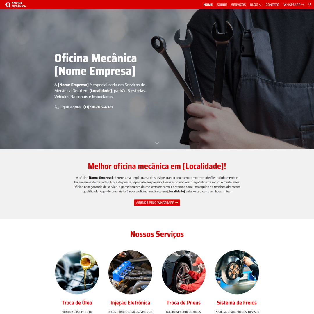 Modelo de site para oficina mecânica