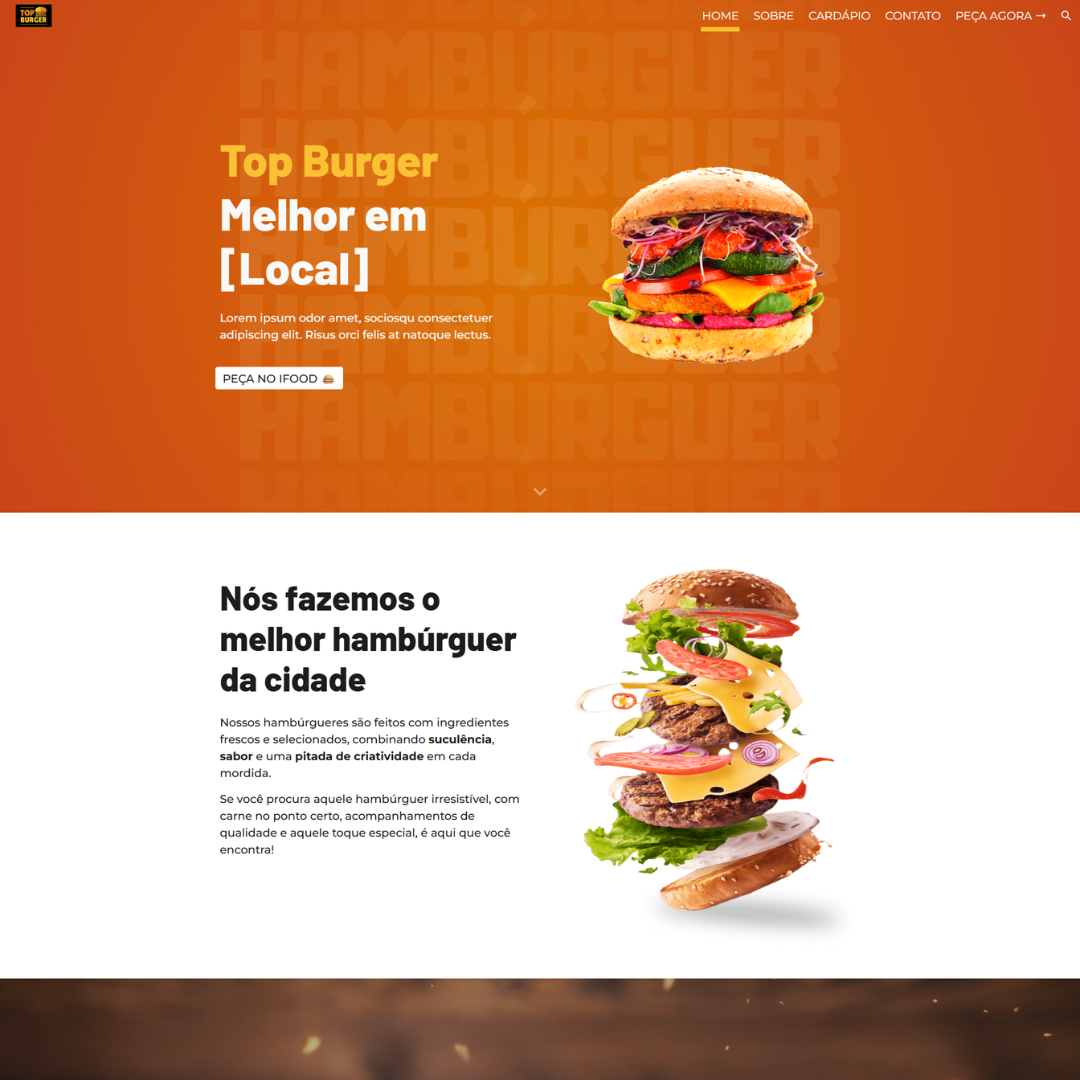 Modelo de site para hamburgueria