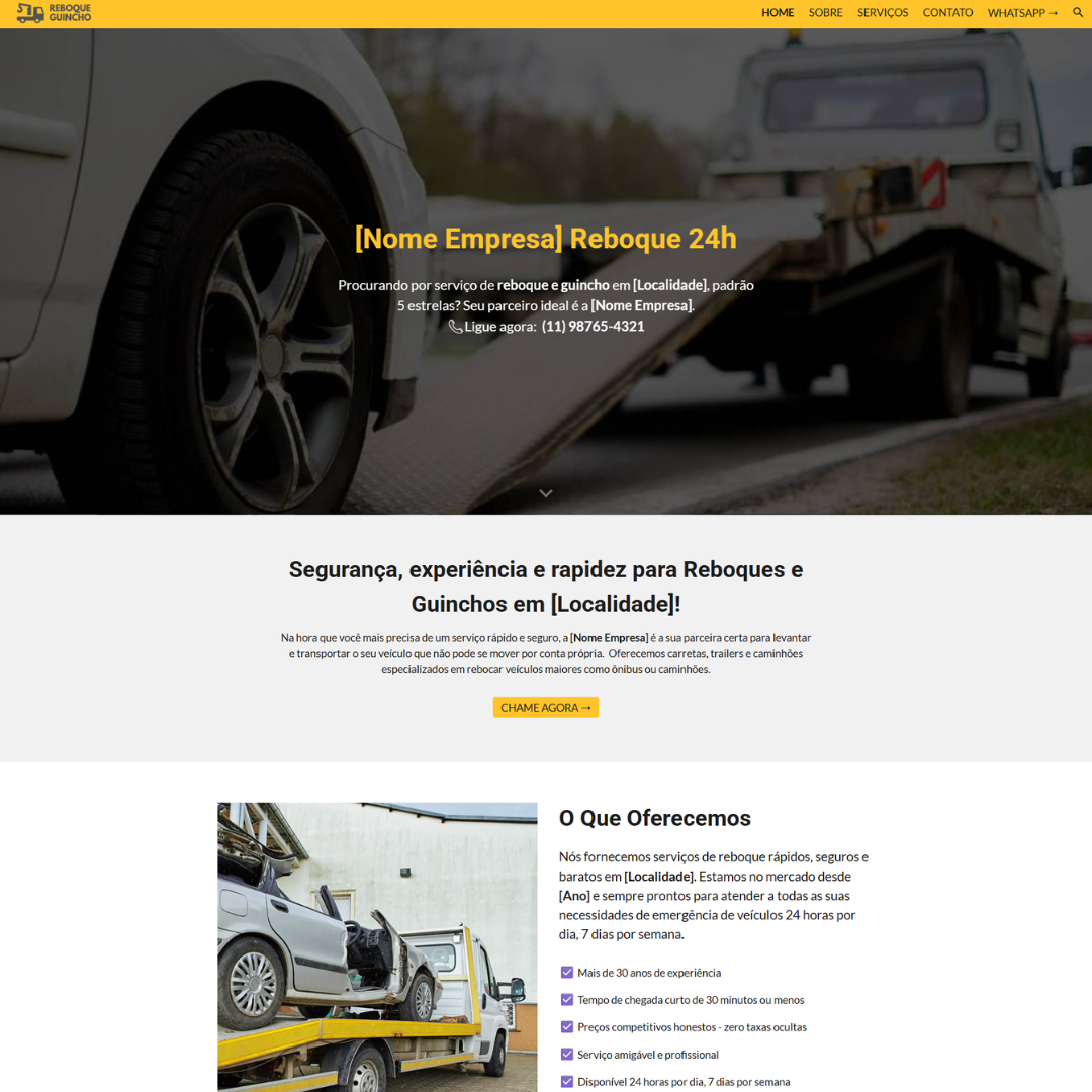Modelo de site para reboque